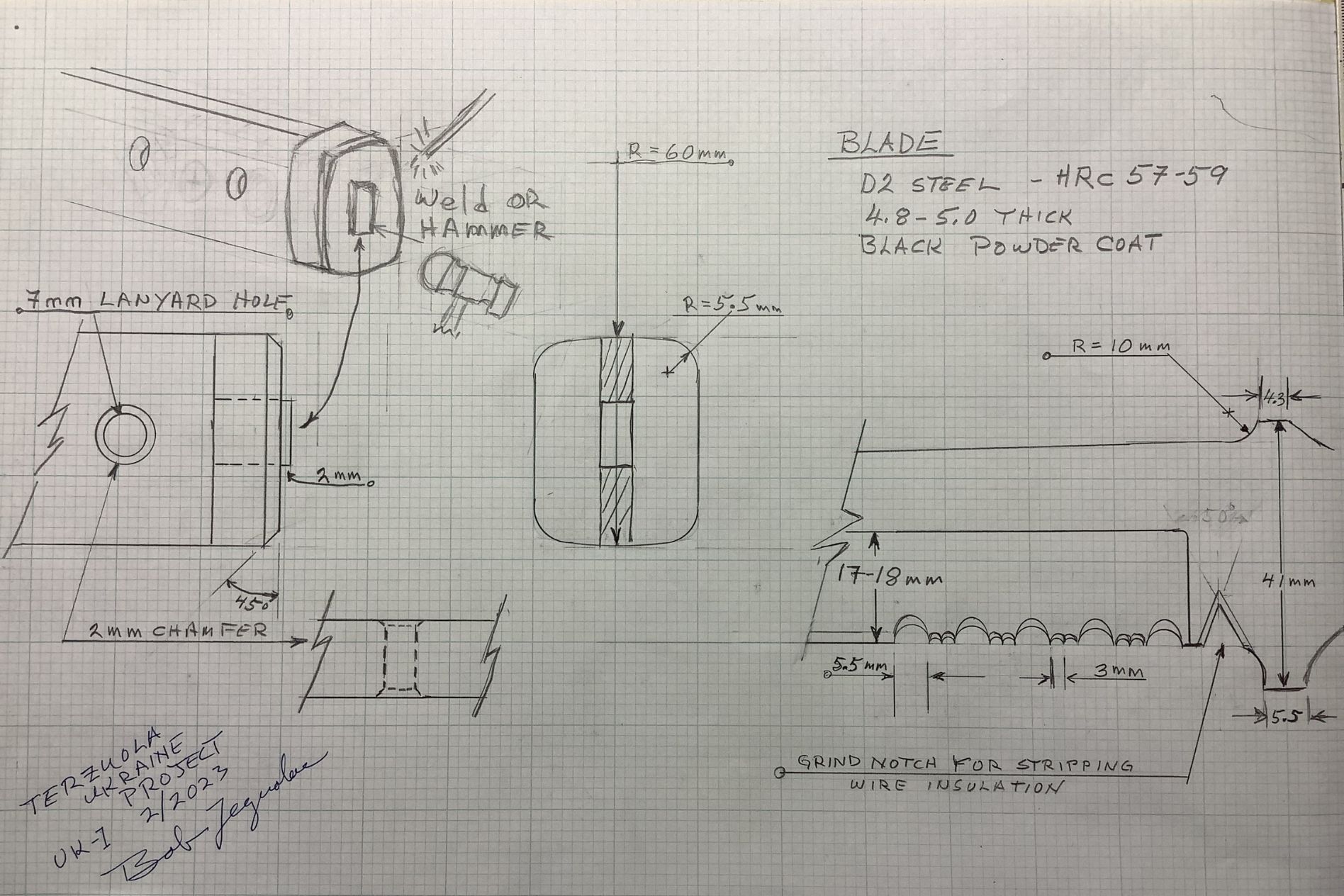 Knife design drawings